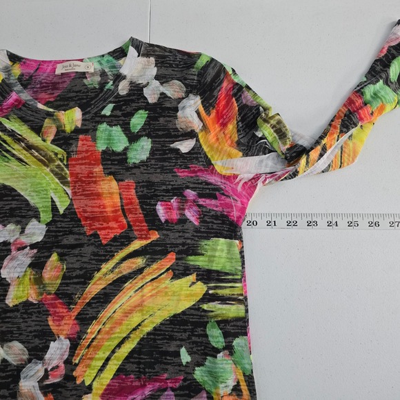 Jess & Jane Abstract Print 3/4 Sleeve Top Women's Size S Made in USA - Picture 3 of 8